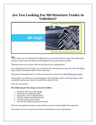 are you looking for ms structure trader