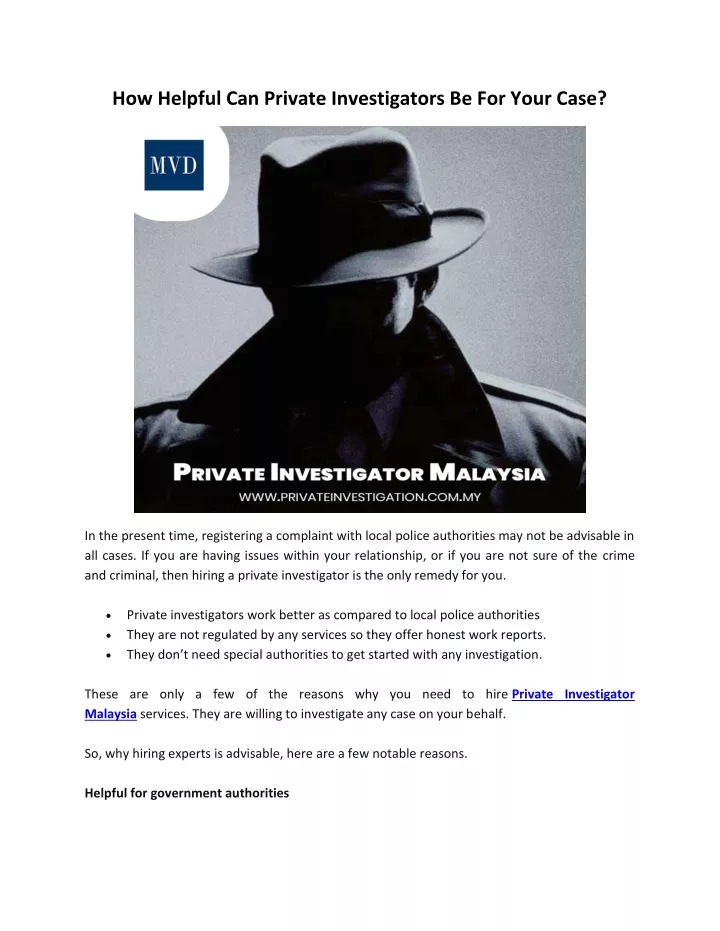 how helpful can private investigators be for your