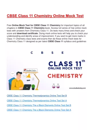 cbse class 11 chemistry online mock test