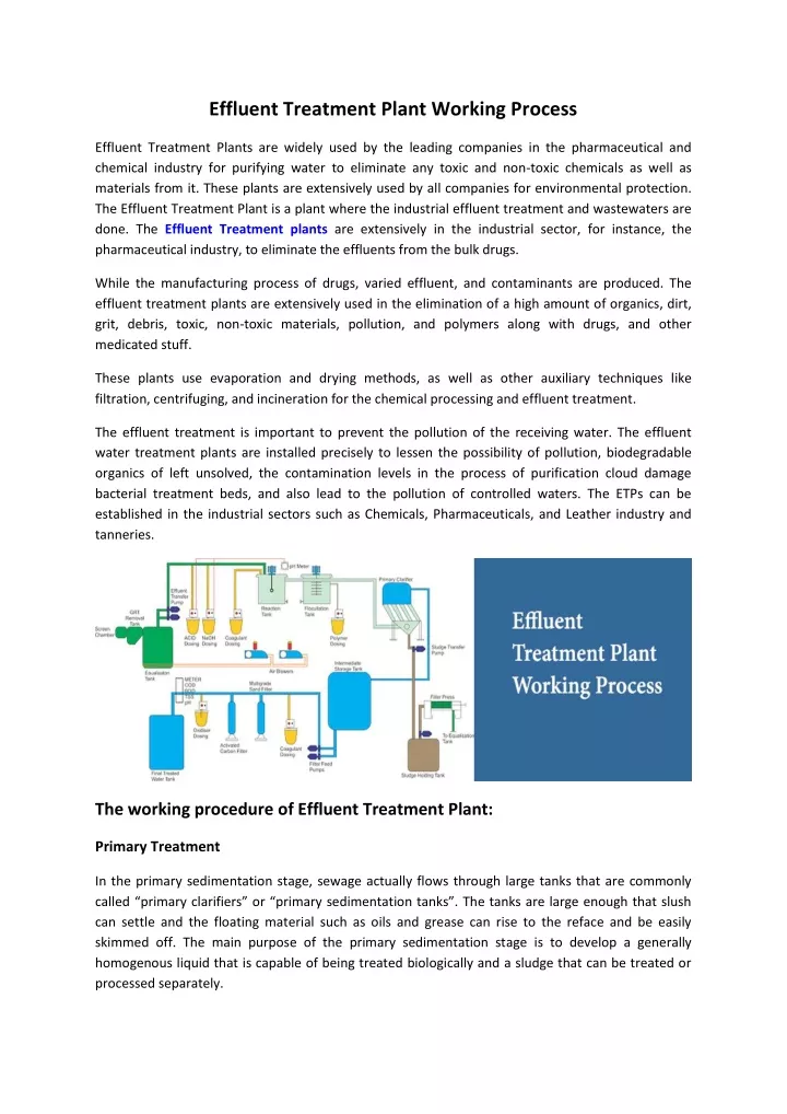 effluent treatment plant working process