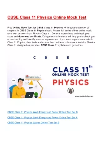 cbse class 11 physics online mock test