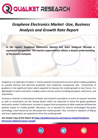 Graphene Electronics Market Overview, Industry News, Development Opportunities & Challenges – 2020-2027