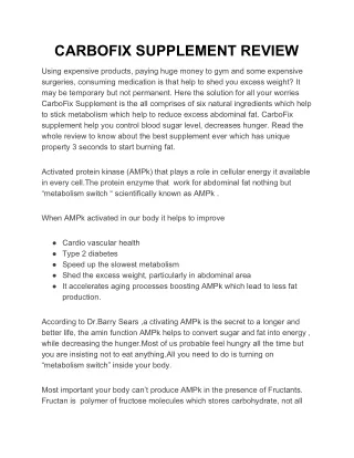 carbofix supplement review