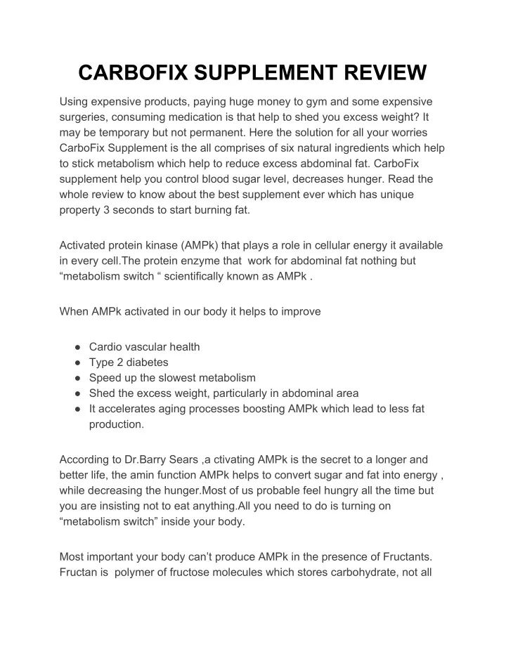 carbofix supplement review