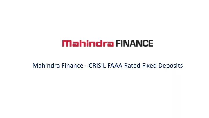 mahindra finance crisil faaa rated fixed deposits