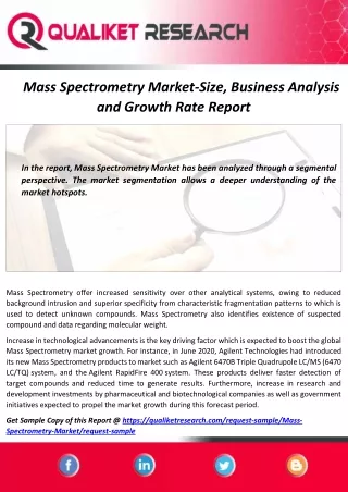Mass Spectrometry Market Size, Share, Trend, Growth and Application Analysis Report 2019-2025