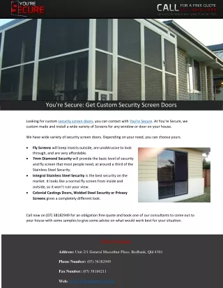 you re secure get custom security screen doors