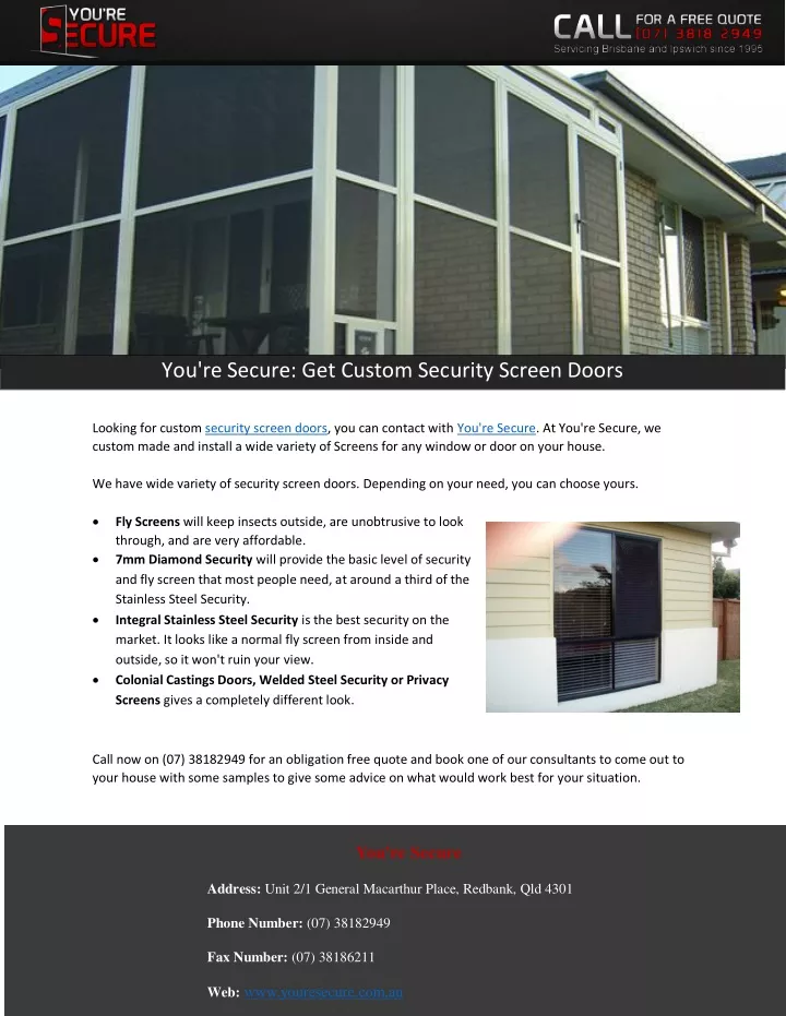 you re secure get custom security screen doors