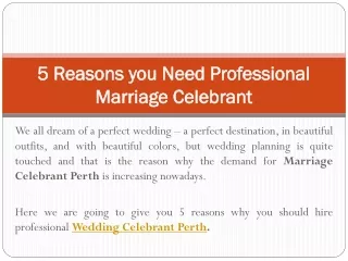 5 Reasons you Need Professional Marriage Celebrant