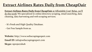 Extract Airlines Rates Daily from CheapOair
