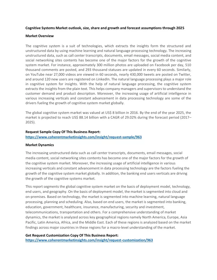 cognitive systems market outlook size share