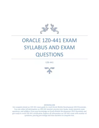 oracle 1z0 441 exam syllabus and exam questions