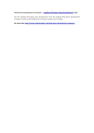 ipad game development company leading ipad game