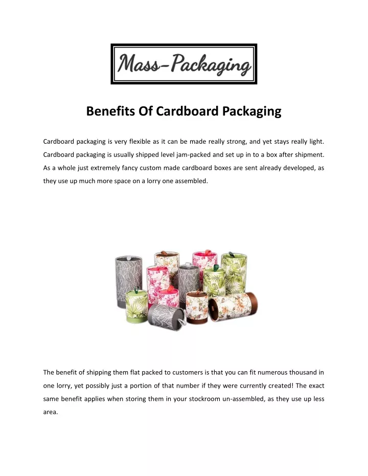 benefits of cardboard packaging