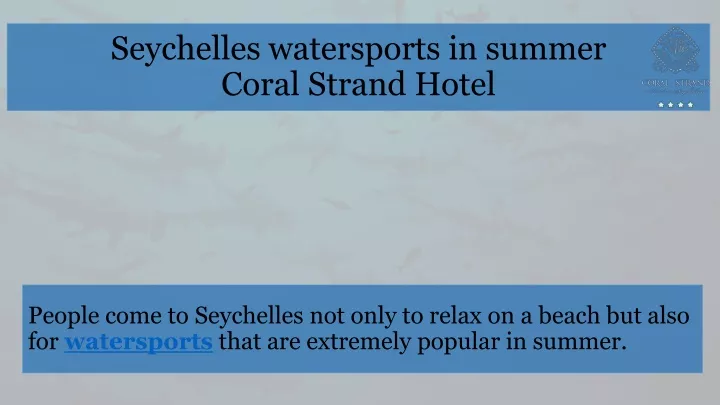 seychelles watersports in summer coral strand