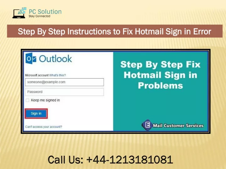 step by step instructions to fix hotmail sign