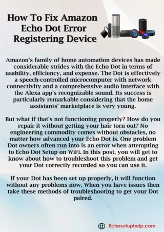 How to fix amazon echo dot error registering device