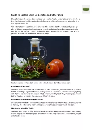 guide to explore olive oil benefits and other uses