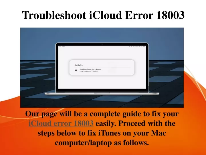 troubleshoot icloud error 18003