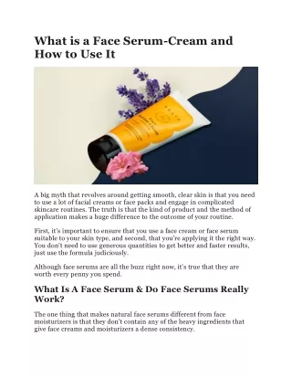 What Is A Face Serum-Cream And How To Use It