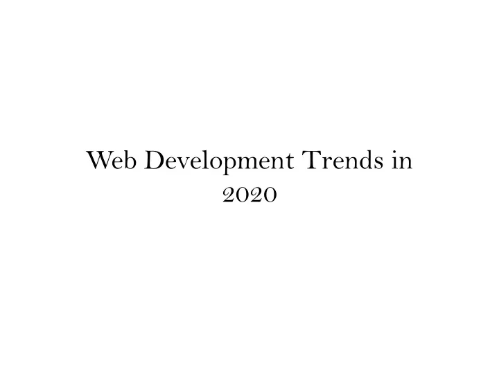web development trends in 2020