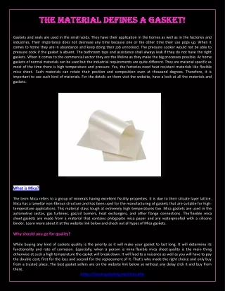the material defines a gasket the material