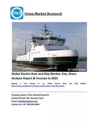 Global Electric Boat and Ship Market Size, Industry Trends, Share and Forecast 2019-2025