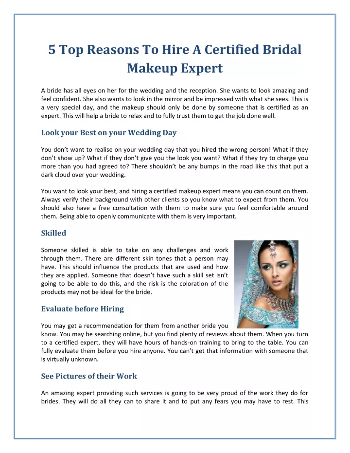5 top reasons to hire a certified bridal makeup