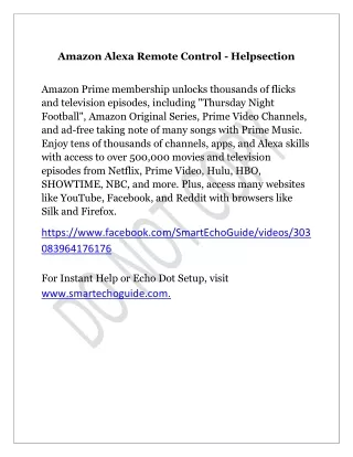 Amazon Alexa Remote Control - Helpsection