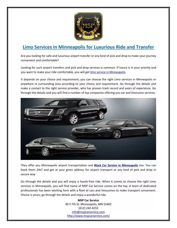 limo services in minneapolis for luxurious ride