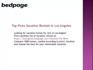 Book Vacation Rentals In Los Angeles @ Affordable Price