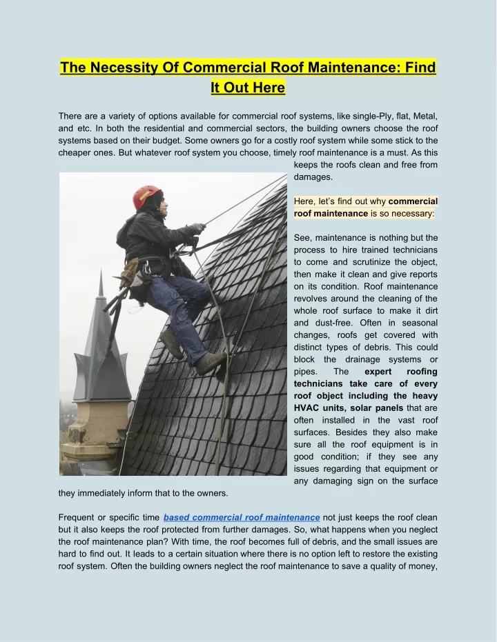 the necessity of commercial roof maintenance find