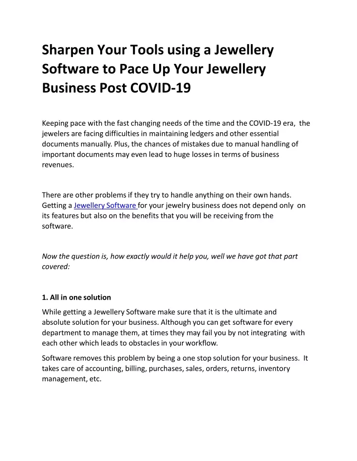 sharpen your tools using a jewellery software to pace up your jewellery business post covid 19