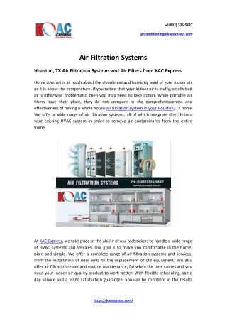 Air Filtration Systems – KAC Express