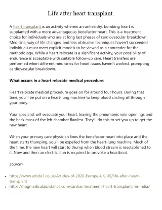 Life after heart transplant. | HBG Medical Assistance