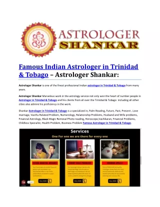 Famous Indian Astrologer in Trinidad & Tobago – Astrologer Shankar: