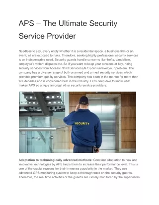 aps the ultimate security