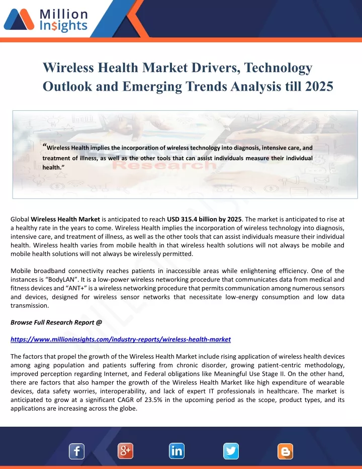 wireless health market drivers technology outlook