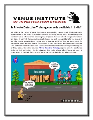 is private detective training course is available