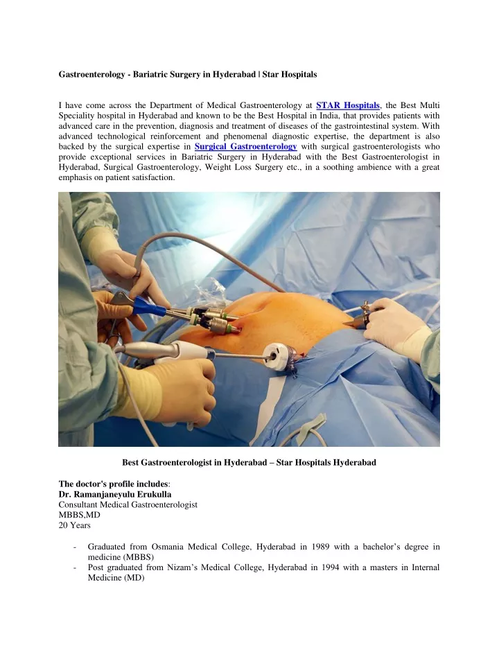 gastroenterology bariatric surgery in hyderabad