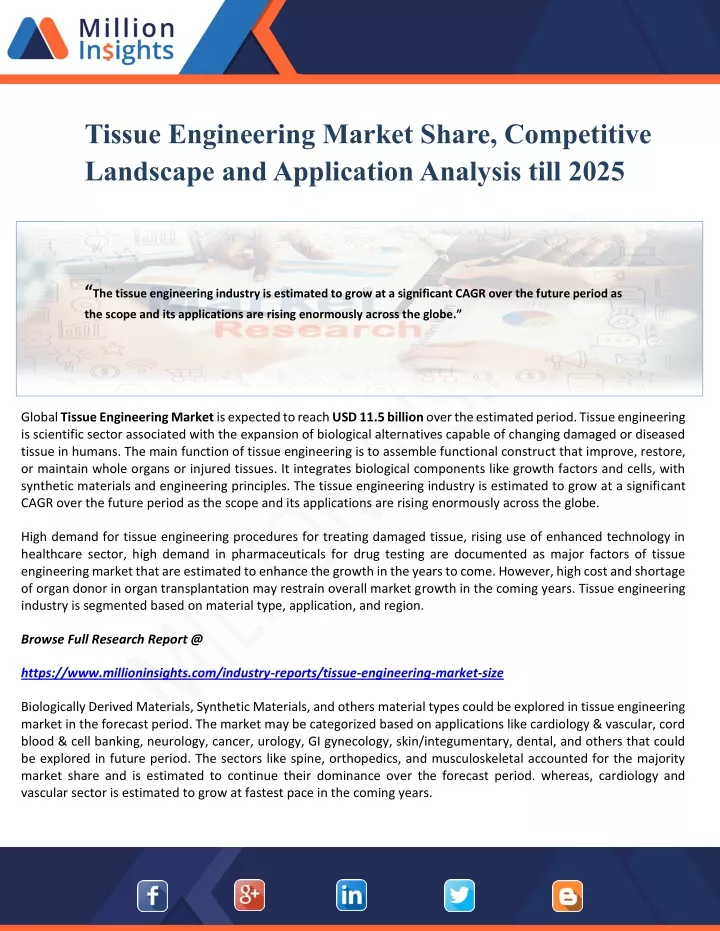 tissue engineering market share competitive