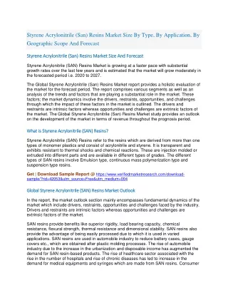 styrene acrylonitrile san resins market size