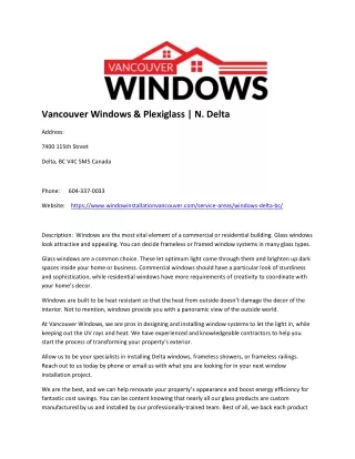 Vancouver Windows & Plexiglass | N. Delta