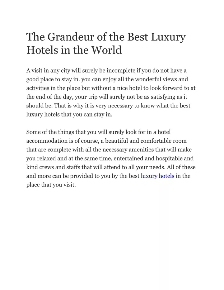 the grandeur of the best luxury hotels