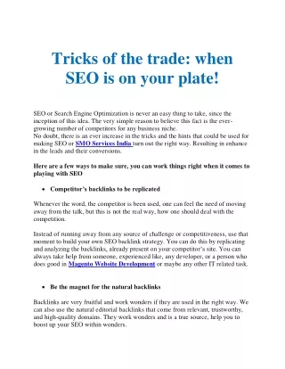 tricks of the trade when seo is on your plate