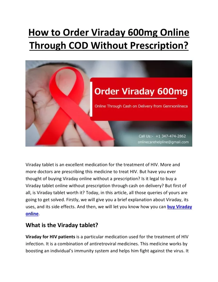 how to order viraday 600mg online through