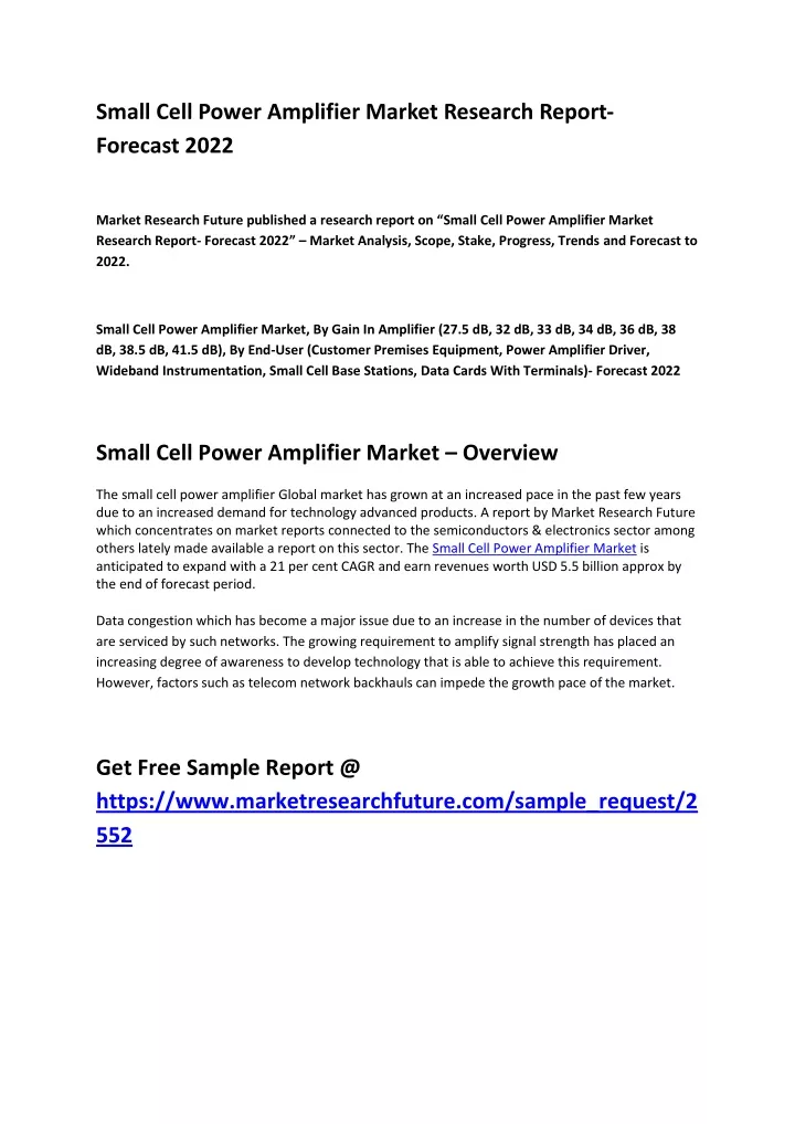 small cell power amplifier market research report