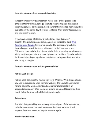 essential elements for a successful website