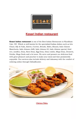 5% off - kesari Indian Restaurant Manor Lakes Menu, VIC