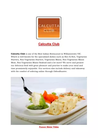 5% OFF - Calcutta club menu - Indian Restaurant Williamstown, Vic